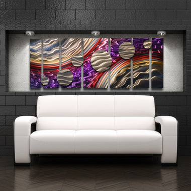 Purple, Red, and Orange Metal Panel Art