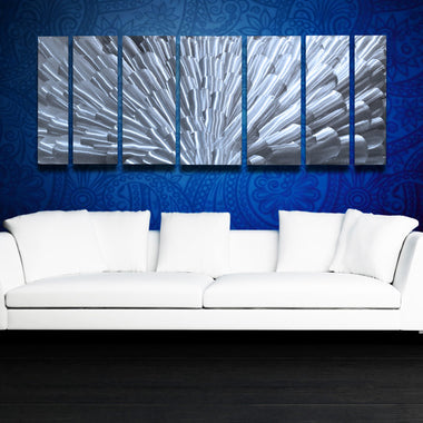 "Bloom" 68"x24" Silver Aluminum Large Modern Abstract Metal Wall Art Sculpture