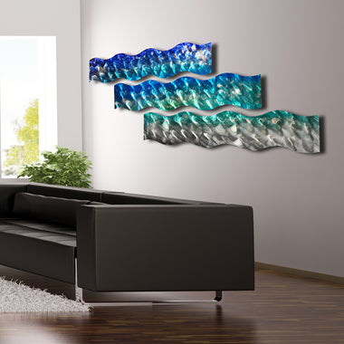 Aqua Curve Metal Wall Sculpture