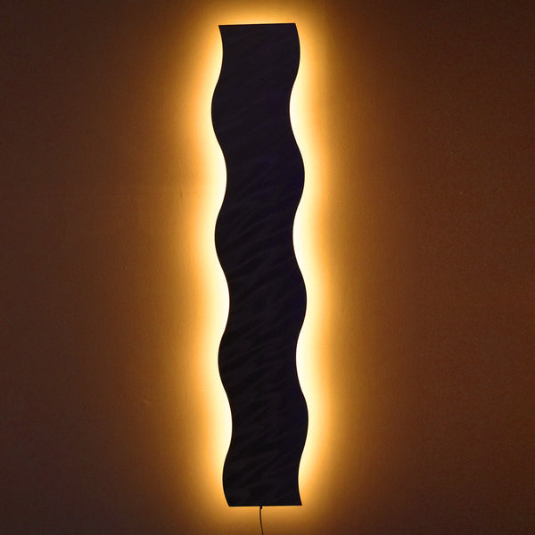 Light Wave Lighted Metal Wall Art with LED Infused Color Changing Lighting Remote Control