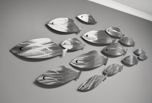 "Silver Shoal" Metal Wall Sculpture with Abstract Tropical Wave Design by Brian Jones (Copy)