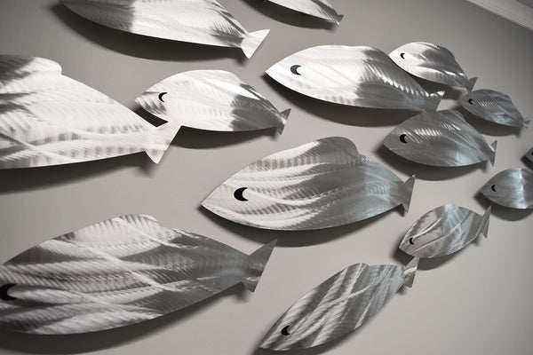 "Silver Shoal" Metal Wall Sculpture with Abstract Tropical Wave Design by Brian Jones (Copy)