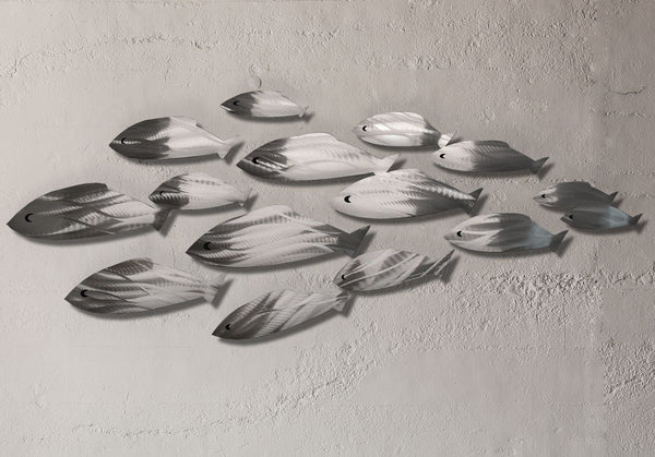"Silver Shoal" Metal Wall Sculpture with Abstract Tropical Wave Design by Brian Jones (Copy)
