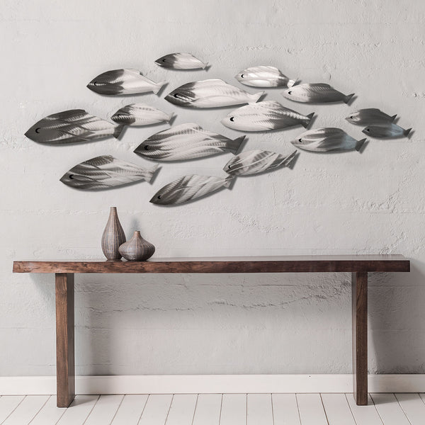 "Silver Shoal" Metal Wall Sculpture with Abstract Tropical Wave Design by Brian Jones (Copy)