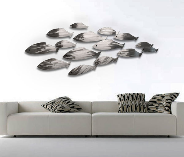 "Silver Shoal" Metal Wall Sculpture with Abstract Tropical Wave Design by Brian Jones (Copy)