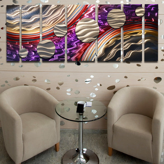 Big Metal Wall Art with neutral chairs