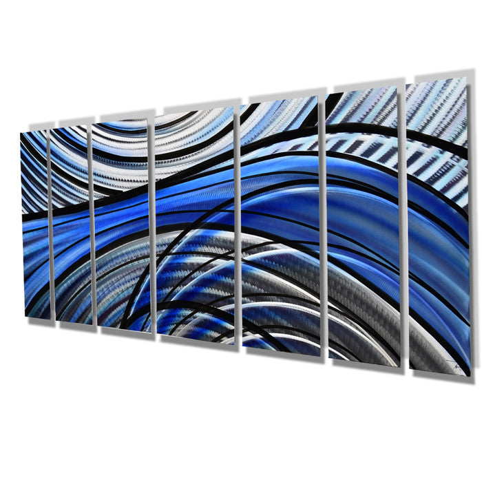 Blue Geometric Contemporary Metal Wall Art