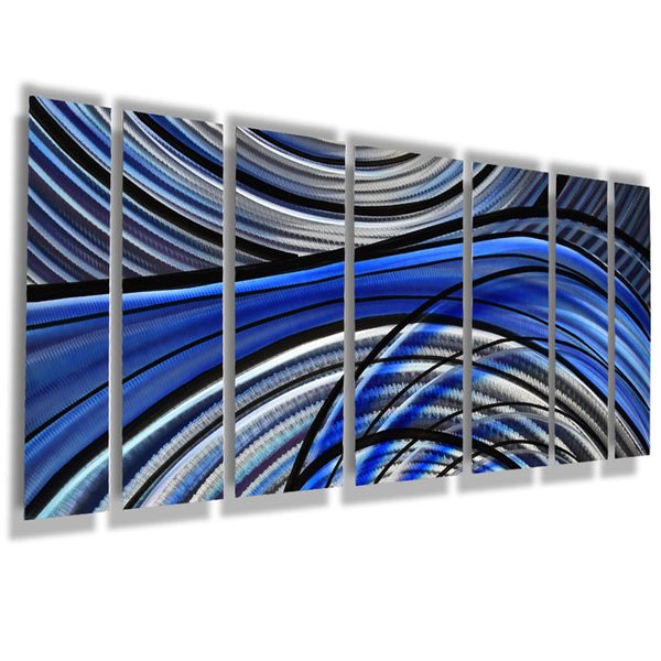 Aqua Blue Metal Contemporary Wall Art