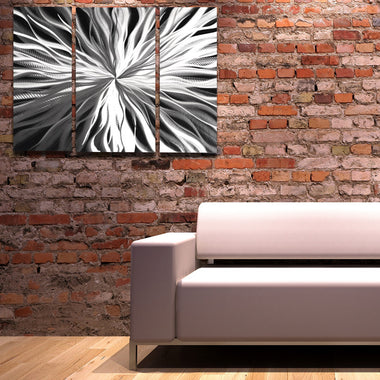 Silver Wall Art "Cosmic Energy" by Brian Jones Aluminum Metal Art Panels with Abstract Design
