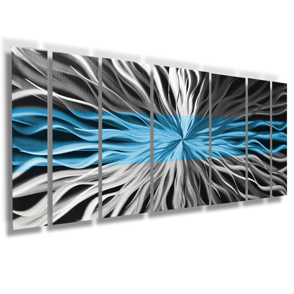 Striped Ocean Blue Metal Wall Art by Brian M. Jones