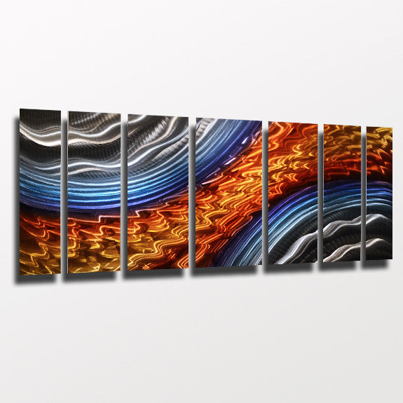 Blue And Orange Abstract Metal Wall Art