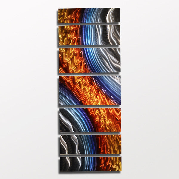 Blue And Orange Abstract Metal Wall Art