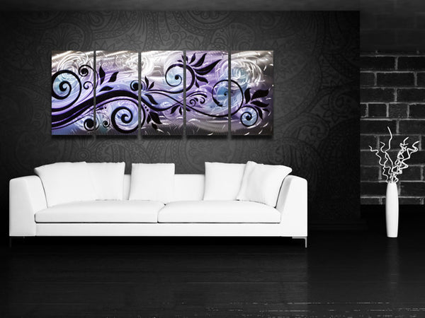 "Whispering Winds" 68"x24" Purple / Blue Large Modern Abstract Metal Wall Art Sculpture
