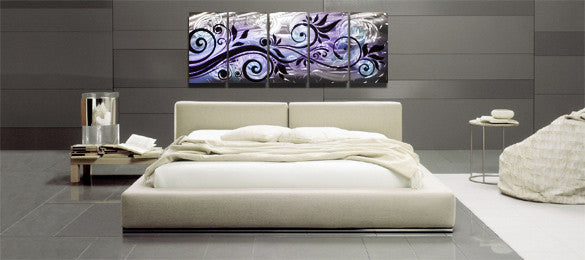 "Whispering Winds" 68"x24" Purple / Blue Large Modern Abstract Metal Wall Art Sculpture