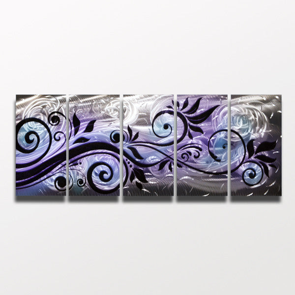 "Whispering Winds" 68"x24" Purple / Blue Large Modern Abstract Metal Wall Art Sculpture