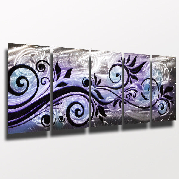 "Whispering Winds" 68"x24" Purple / Blue Large Modern Abstract Metal Wall Art Sculpture