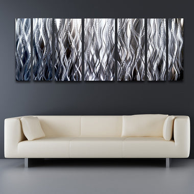 "Synthesis" 68"x24" Silver Aluminum Large Modern Abstract Metal Wall Art Sculpture