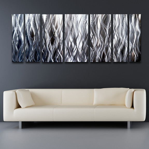 "Synthesis" 68"x24" Silver Aluminum Large Modern Abstract Metal Wall Art Sculpture