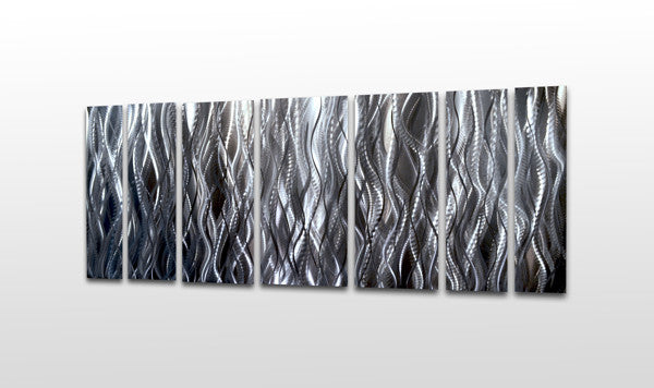 "Synthesis" 68"x24" Silver Aluminum Large Modern Abstract Metal Wall Art Sculpture