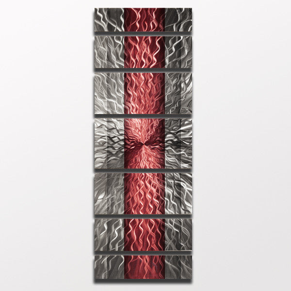 Red Striped Modern Metal Art