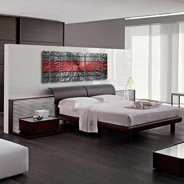 "Red Infinity" 68"x24" Large Red Candy Paint Modern Abstract Metal Wall Art Sculpture