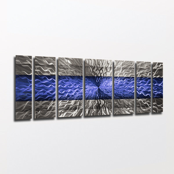 "Blue Infinity" 68"x24" Large Blue Candy Paint Modern Abstract Metal Wall Art Sculpture