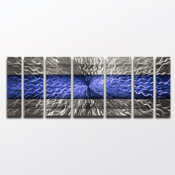 "Blue Infinity" 68"x24" Large Blue Candy Paint Modern Abstract Metal Wall Art Sculpture