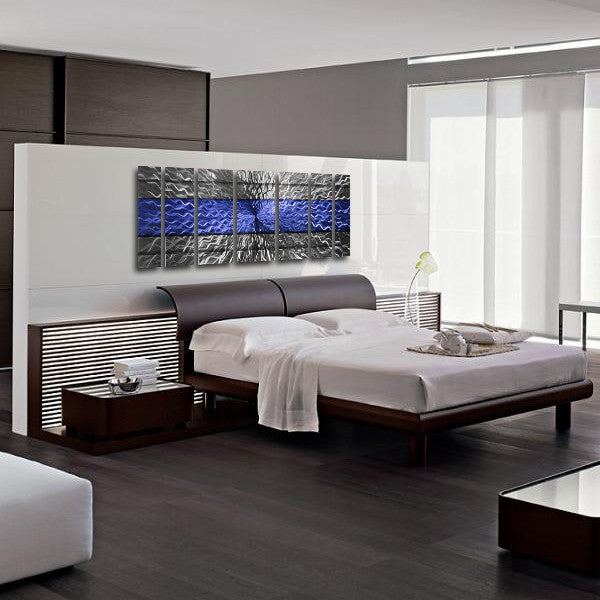 "Blue Infinity" 68"x24" Large Blue Candy Paint Modern Abstract Metal Wall Art Sculpture