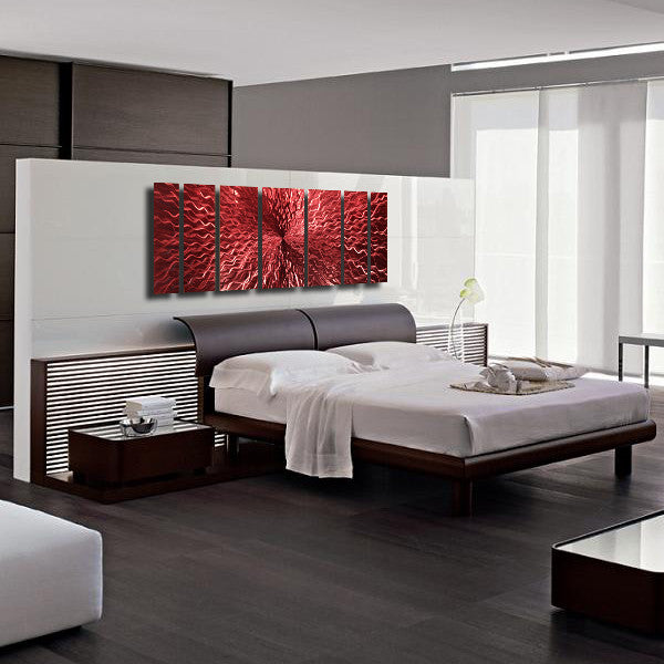 "Cosmic Energy - Red" 68"x24" Large Red Candy Paint Modern Abstract Metal Wall Art Sculpture