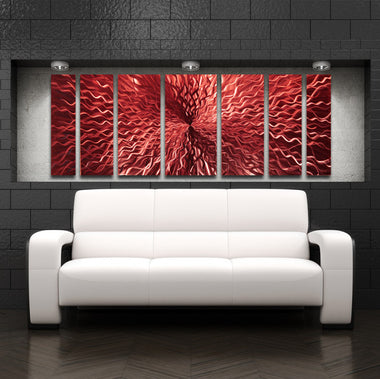 "Cosmic Energy - Red" 68"x24" Large Red Candy Paint Modern Abstract Metal Wall Art Sculpture