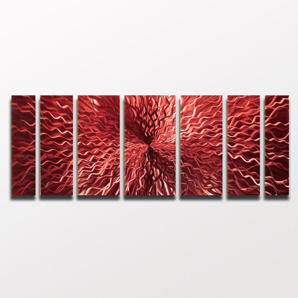 "Cosmic Energy - Red" 68"x24" Large Red Candy Paint Modern Abstract Metal Wall Art Sculpture