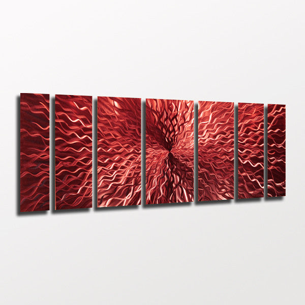"Cosmic Energy - Red" 68"x24" Large Red Candy Paint Modern Abstract Metal Wall Art Sculpture