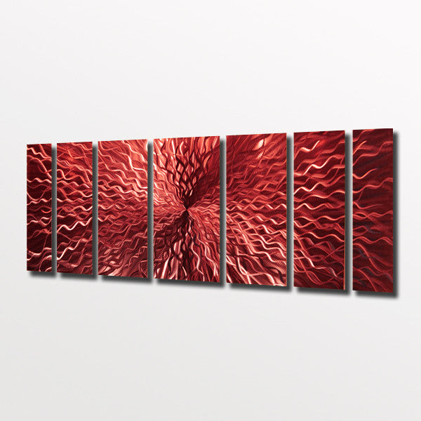 "Cosmic Energy - Red" 68"x24" Large Red Candy Paint Modern Abstract Metal Wall Art Sculpture