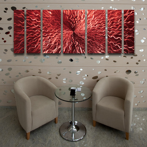 "Cosmic Energy - Red" 68"x24" Large Red Candy Paint Modern Abstract Metal Wall Art Sculpture