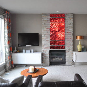 "Cosmic Energy - Red" 68"x24" Large Red Candy Paint Modern Abstract Metal Wall Art Sculpture