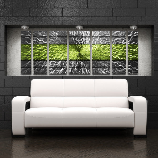 "Green Infinity" 68"x24" Large Green Candy Paint Modern Abstract Metal Wall Art Sculpture