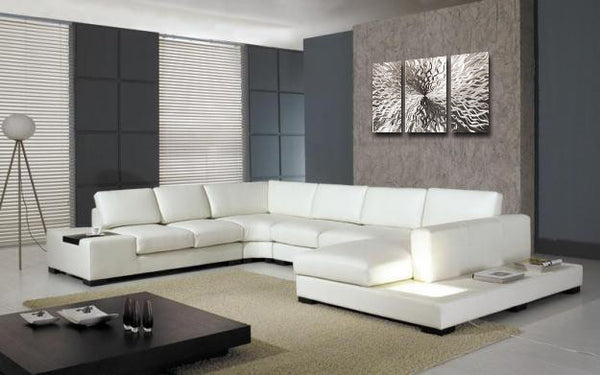 "Cosmic Energy 3 Panel" - 40"x24" Abstract Metal Wall Art with LED Infused Color Changing Lighting  & Remote Control