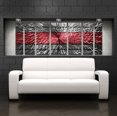 Red Striped Modern Metal Art