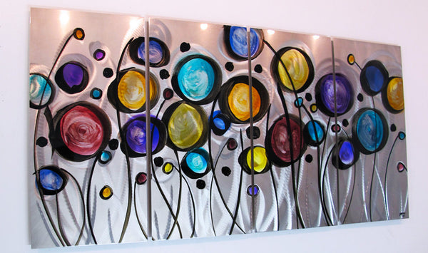 "A34P Wild Flowers" 52"x24" Multi - Color Aluminum Modern Abstract Metal Wall Art Sculpture