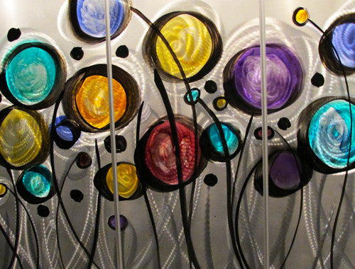 "A34P Wild Flowers" 52"x24" Multi - Color Aluminum Modern Abstract Metal Wall Art Sculpture