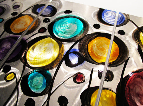 "A34P Wild Flowers" 52"x24" Multi - Color Aluminum Modern Abstract Metal Wall Art Sculpture