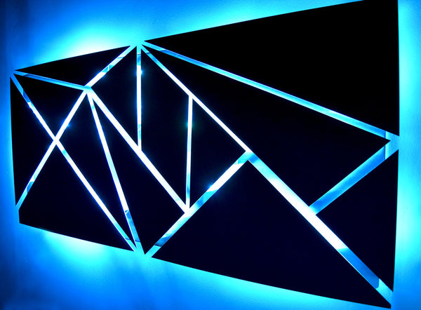 "Fracture" Lighted Metal Wall Art Sculpture with LED Color Changing Lighting