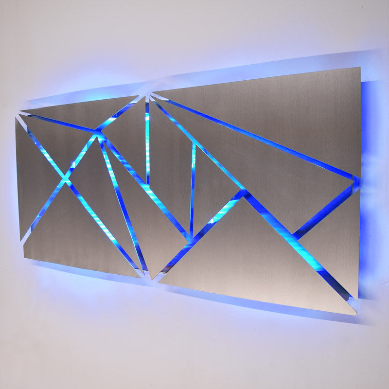 Blue Geometric Contemporary Metal Wall Art