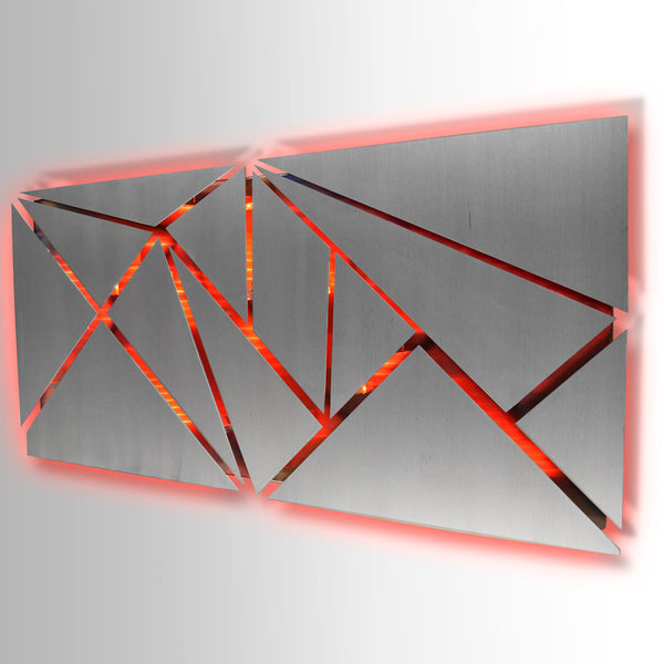 "Fracture" Lighted Metal Wall Art Sculpture with LED Color Changing Lighting