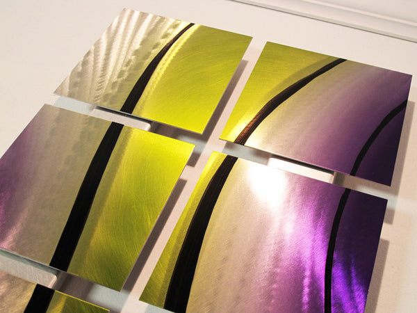 Green Flow Modern Abstract Metal Wall Art Detail