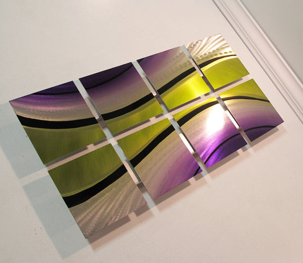 Green Flow Modern Abstract Metal Wall Art Detail