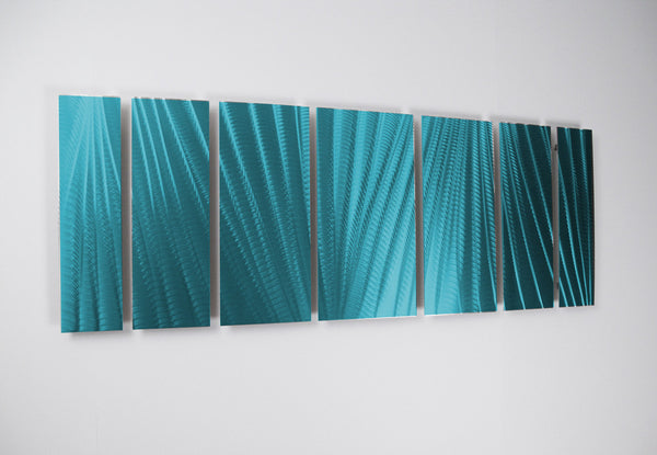 "Main Attraction" 68"x24" Tropical Ocean Blue Aluminum Large Modern Abstract Metal Wall Art Sculpture Indoor / Outdoor