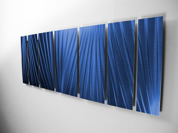 "Main Attraction" 68"x24" Deep Blue Aluminum Large Modern Abstract Metal Wall Art Sculpture Indoor / Outdoor