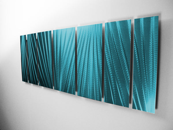 "Main Attraction" 68"x24" Tropical Ocean Blue Aluminum Large Modern Abstract Metal Wall Art Sculpture Indoor / Outdoor