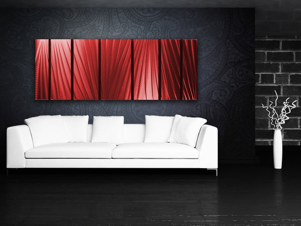 "Main Attraction" 68"x24" Red Aluminum Large Modern Abstract Metal Wall Art Sculpture Indoor / Outdoor